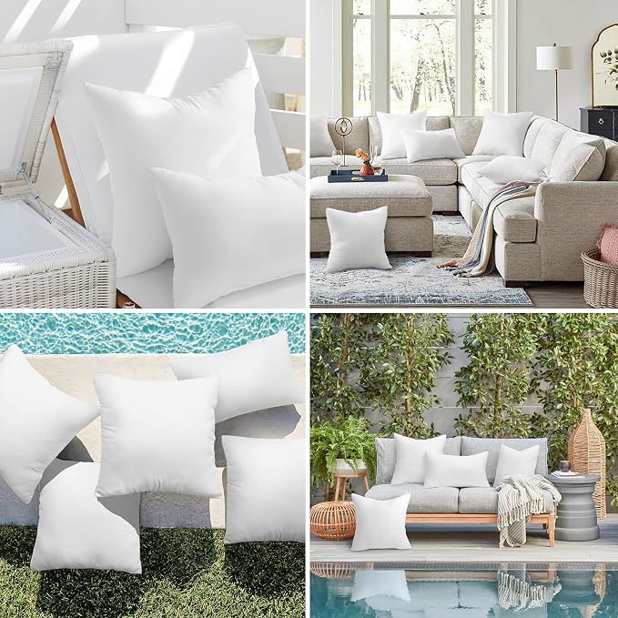 Ashler Outdoor Pillow Inserts, 12x20 Waterproof Throw Pillows Pack of 2 | Outdoor, Water Resistant, Decorative Premium Lumbar Pillow, Hypoallergenic Stuffer Sham, For Patio, Bench, Garden, Indoor