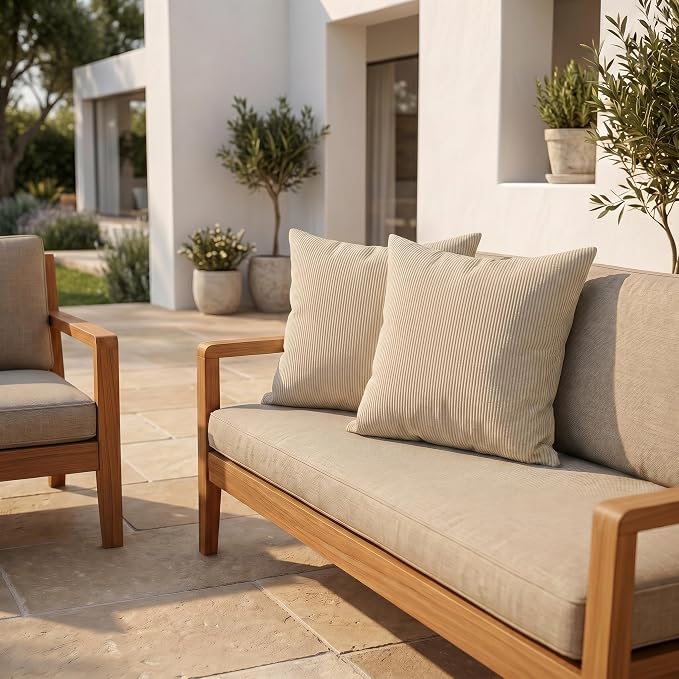 RSH DECOR: Square Throw Pillows Set of 2 | 24" x 24" | Water and Fade-Resistant Performance Fabric | Outdoor Pillow Covers with Down-Alternative Inserts | Made in USA (Logic Bones)