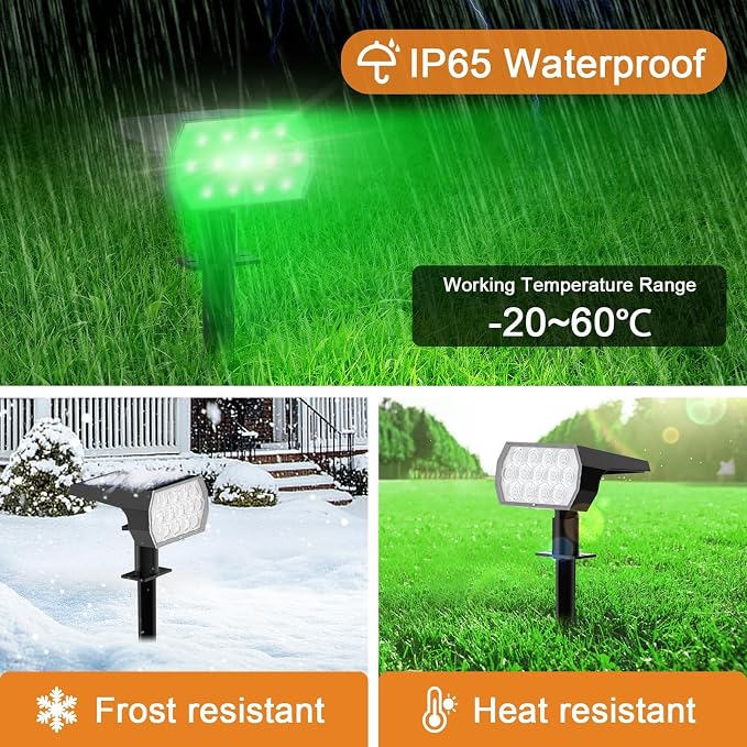 Solar Color Changing Spot Lights Outdoor, IP68 Waterproof, 2 Pack | RGB Multicolor, 7 Lighting Modes, Solar Halloween Christmas Spotlight for Landscape Yard Garden Walkway Patio Decorations