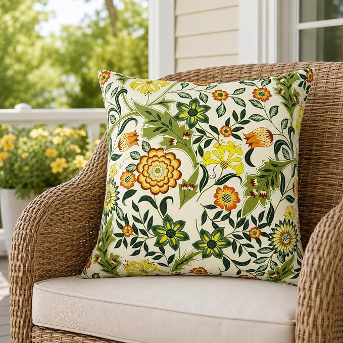 Outdoor/Indoor Decorative Throw Pillows 18×18 Inch | Pack of 2 Waterproof Decorative Throw Pillows with Inserts, Square Pillows for Bed, Couch, Sofa and Patio Furniture