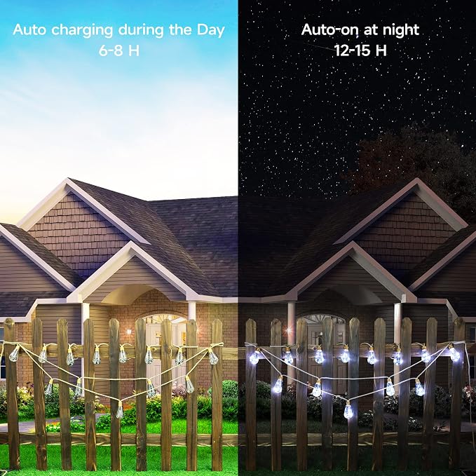 Solar Outdoor String Lights, 2 Pack 20Ft Vintage Rope Hemp Solar Patio Lights, Waterproof White Solar Powered String Lights With 8 Modes 16 Shatterproof Bulbs for Garden Stairs Balcony Café Bistro