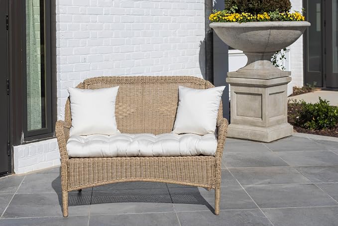 RSH DECOR: Sunbrella Square Throw Pillows Set of 4 | 24" x 24" | Water and Fade-Resistant Performance Fabric | Outdoor Pillow Covers with Down-Alternative Inserts | Canvas White