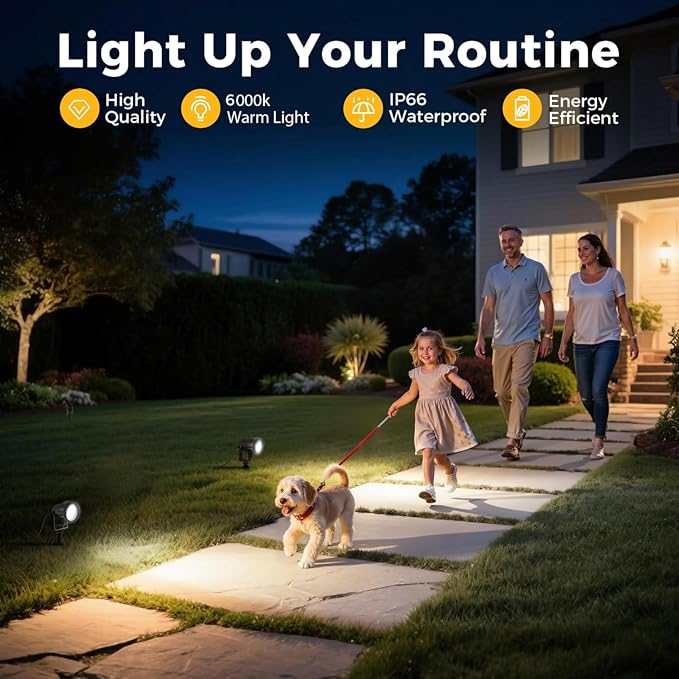 L LOHAS LED 5W Dusk to Dawn Outdoor Spotlight 6000K Landscape Light 2 Pack | Auto On/Off Outdoor Spotlights with Cool White Light, Ideal for Yard Lights, Garden Lighting, House and Pathway Decoration