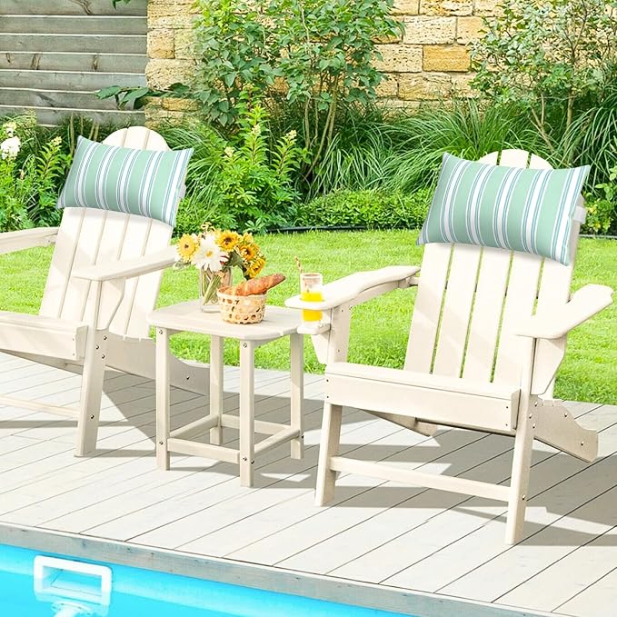 Outdoor Pillows for Lounge Chair Head Resting 2 Pack Waterproof | Headrest Lumbar Pillows with Adjustable Strap for Recliner Beach Pool Lounger Chair, Green