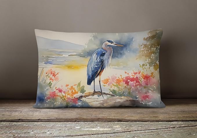 Caroline's Treasures DAC2845PW1216 Blue Heron Throw Pillow Machine Washable, Indoor Outdoor Decorative Pillow for Couch, Bed or Patio, 12HX16W