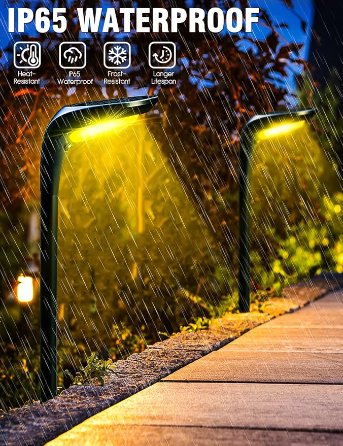 Solar Pathway Lights,【2 Pack】 Solar Garden Lights Outdoor Waterproof Solar Powered Path Light Auto On/Off for Landscape Path Yard Patio Walkway Driveway Pool Holiday (Cool White & Warm White)