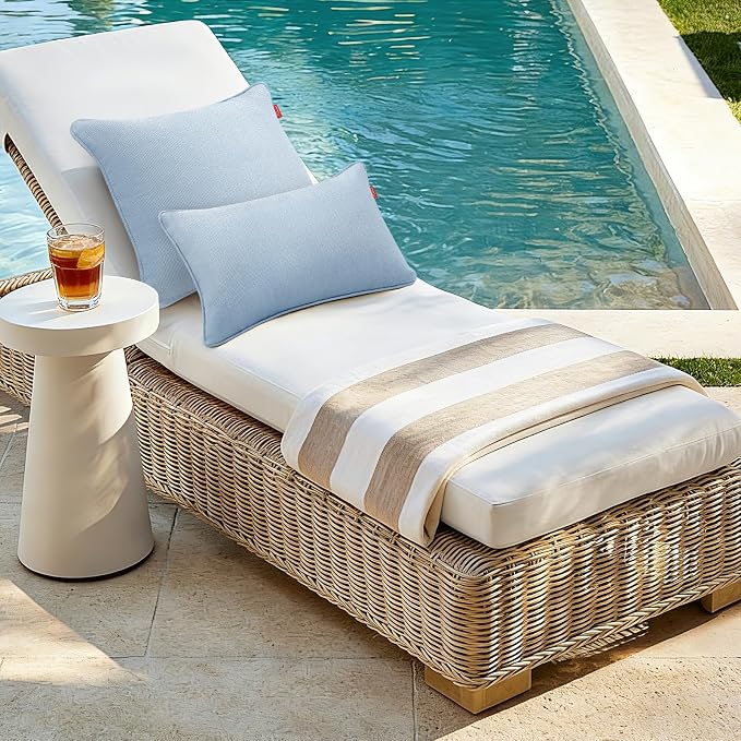 Pack of 2 Outdoor Throw Pillows,16x16 Inch All-Weather Water-Resistant Patio Pillows with Inserts,Decorative Pillows for Patio Furniture,Couch,Sofa,Poolside,Light Blue
