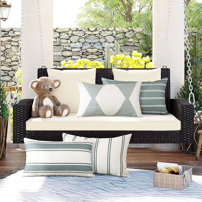 OTOSTAR Outdoor Decorative Pillow Covers Waterproof Garden Throw Pillow Covers 12x20 Inch Cushion Case Geometry Throw Pillowcases Pillows Shell for Patio Furniture Couch Tent Balcony Pack of 4 (Grey)