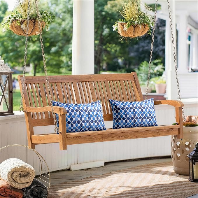 12x20 Waterproof Outdoor Pillows, Set of 2 Outdoor Lumbar Pillows | Patio Furniture Pillows, Decorative Throw Pillows, Waterproof & Fade Resistant, Removable & Washable, Blue White with Plaid