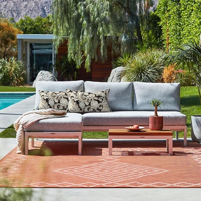 LVTXIII Set of 2 Outdoor Lumbar Pillows for Patio Furniture with White Piping, 12"x20" Fade Resistant Patio Lumbar Pillows with Inserts for Home Coach Sofa Use, Paisley Black