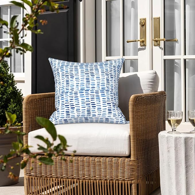 LVTXIII Outdoor/Indoor Throw Pillows, Decorative Throw Pillows with Inserts, 18"x18" Square Pillows for Bed, Couch, Sofa and Patio Furniture (Set of 2, Pebble Blue)