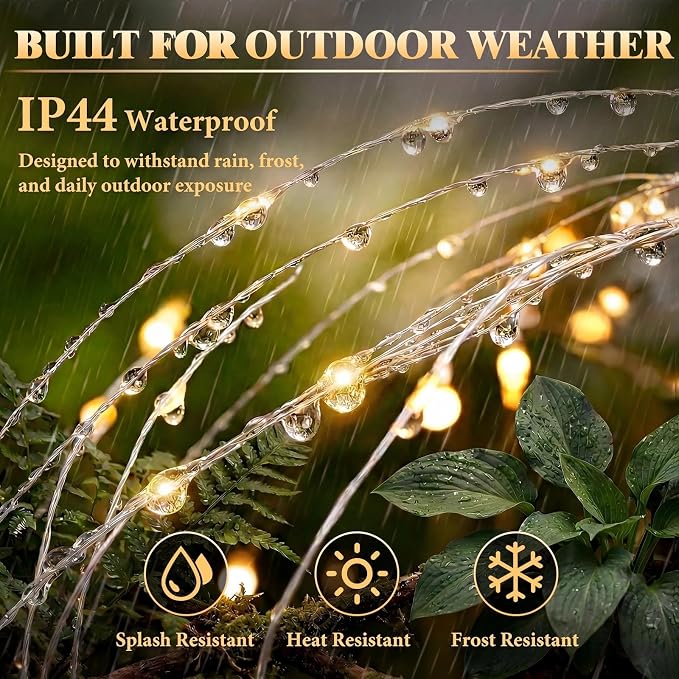 Solar Firework Lights, 8 Pack 120 LEDs 8 Lighting Modes Solar Fairy Garden Lights Outdoor Waterproof for Yard Patio Walkway Pathway Party Wedding Balcony Decorative- Warm White