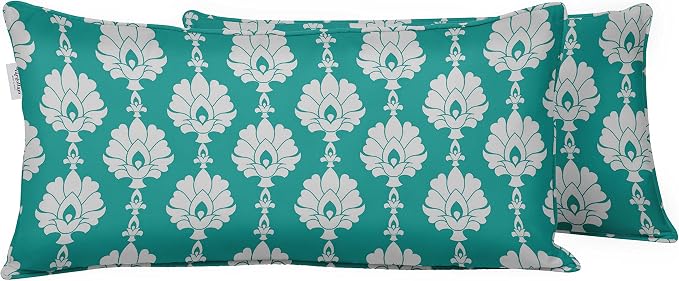 Indoor/Outdoor Polyester Fabric Lumbar Pillow Cover, All-Weather Waterproof Rectangular Cushion Case for Patio Furniture, 16 x 24 Set of 2 - Block-30