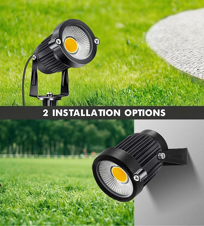 2Pack Low Voltage Landscape Lights LED 5W Landscape Lighting with connectors AC/DC 12V-24V Outdoor Spotlight IP66 Waterproof Tree Flag Lights Warm White Spotlights for Yard Garden Pathway