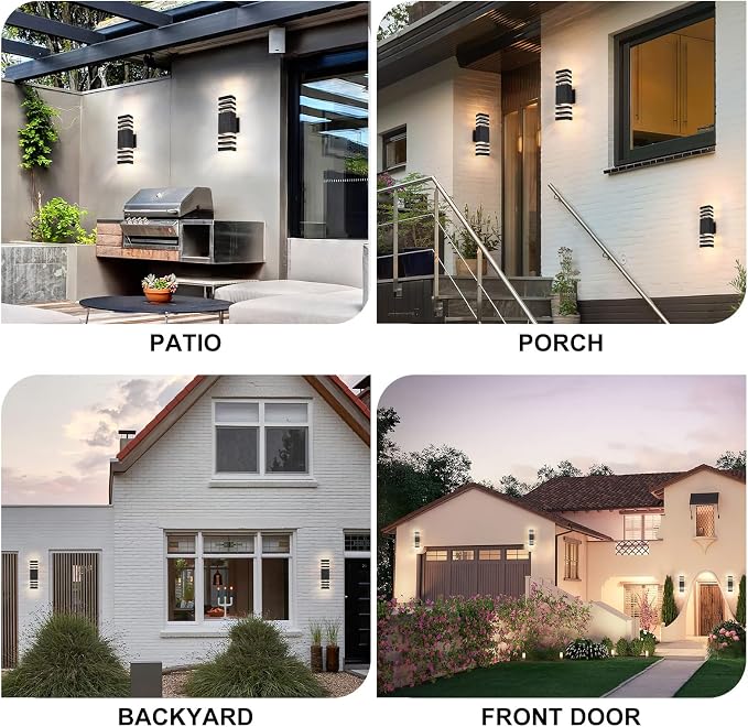 Dusk to Dawn Outdoor Lighting 4 Pack, 3000K Warm White Porch Lights Outdoor for Patio Waterproof Exterior Light Fixture Sconce for House Hallway Garden Corridor