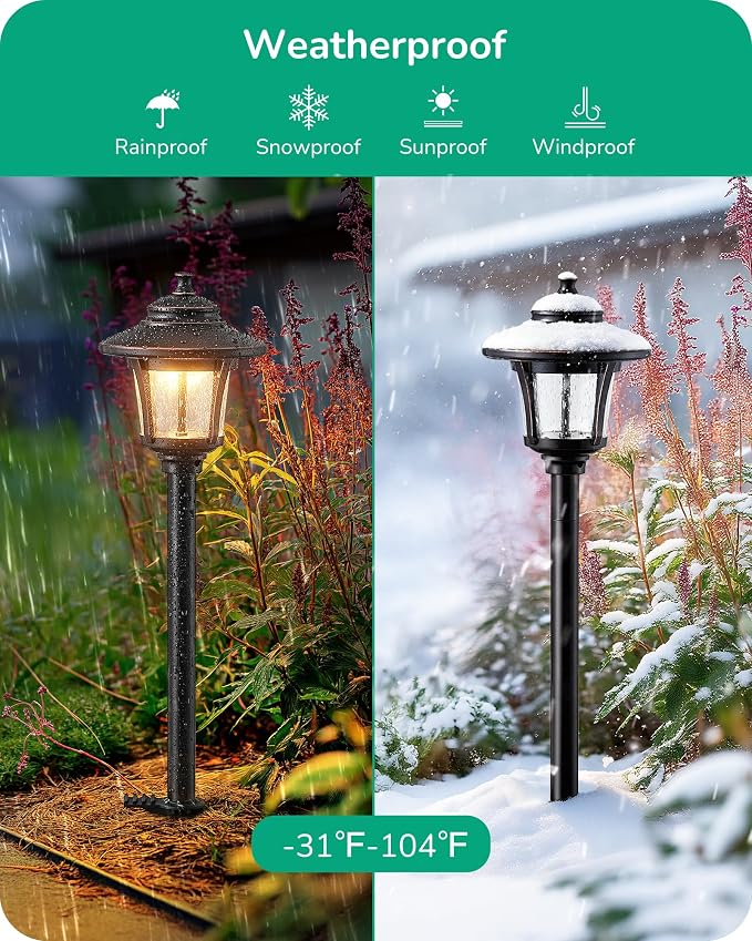EDISHINE Low Voltage Landscape Lighting 12V 3W 120LM with Connectors 10Pack | Seed Glass, 3000K Warm White, ORB Waterproof Electric LED Landscape Path Lights for Walkway Garden Yard