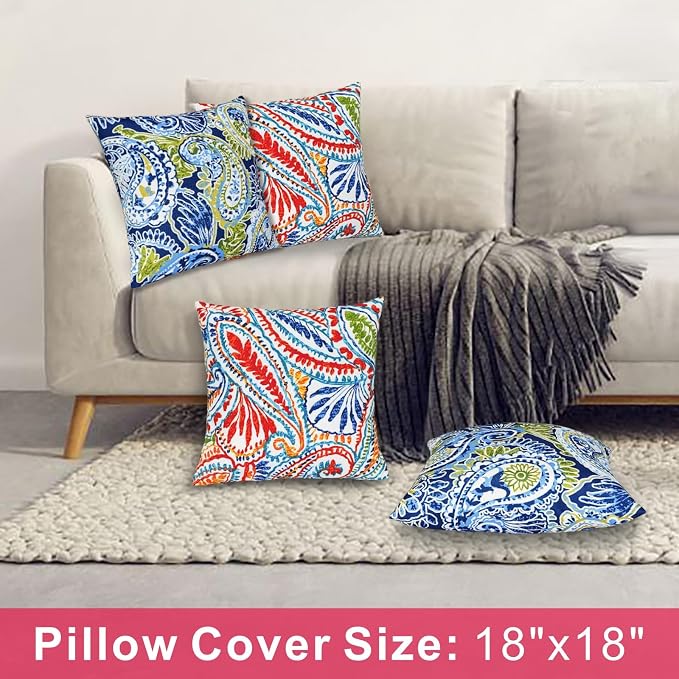 JMGBird 2 Colors Green and Red Outdoor Pillows Waterproof Throw Pillows | 18×18 Waterproof Outdoor Pillow covers with inserts Outside Pillows for patio furniture
