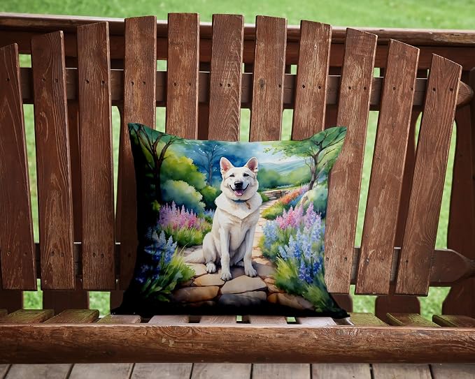 Caroline's Treasures German Shepherd Spring Path Throw Pillow Machine Washable, Indoor Outdoor Decorative Pillow for Couch, Bed or Patio, 14Hx14W