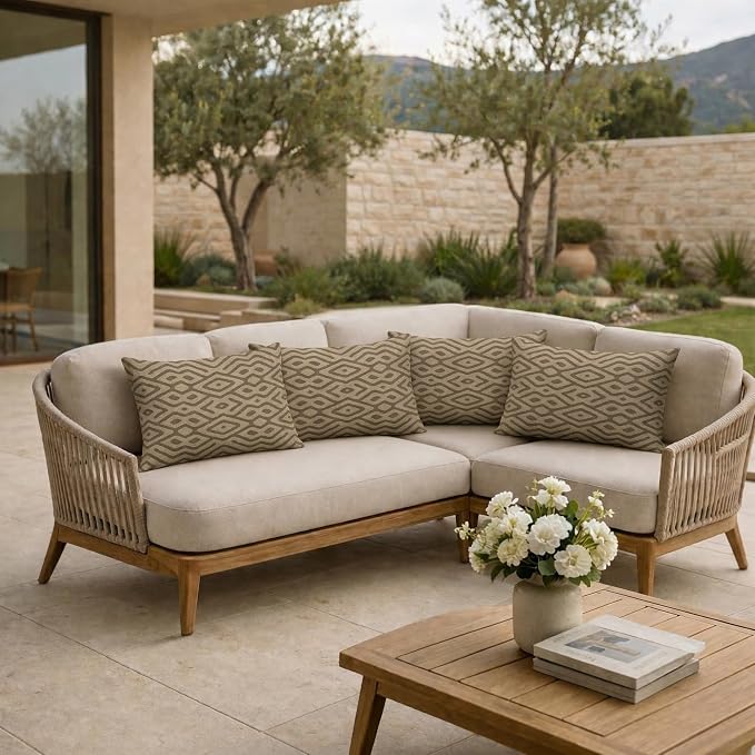 RSH DECOR: Jumbo Lumbar Throw Pillows Set of 4 | 26" x 16" | Indoor Outdoor | Water & Fade-Resistant | Includes Down-Alternative Inserts | Made in USA (Madura Mink)