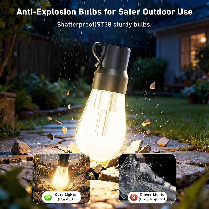 AILBTON RGB+IC 400FT Outdoor String Lights Bulbs IP67 Waterproof LED Color Changing Smart App Hanging Shatterproof Light with Remote Controller for Outside, Patio, Backyard, Garden, Party