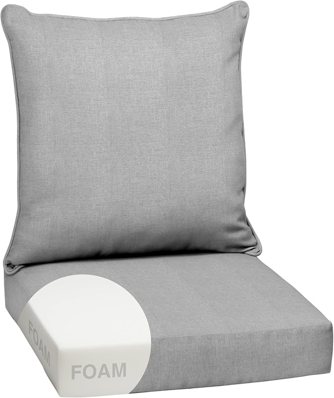 Arden Outdoor Deep Seat Cushion Set, Foam, 24x24, Woven Texture | Olefin Fabric, Sofa, Couch, Conversation Set, Premium High-Density Foam, Never Flattens, Mold and Mildew Resistant