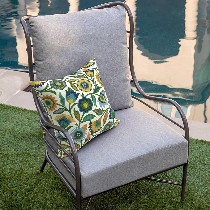 DYTXIII Pack of 2 Outdoor Waterproof Pillow Covers ONLY, 18"x18" Square Decorative Double Printed Throw Pillow Cases for Patio Couch Porch Furniture, Fiesta Floral
