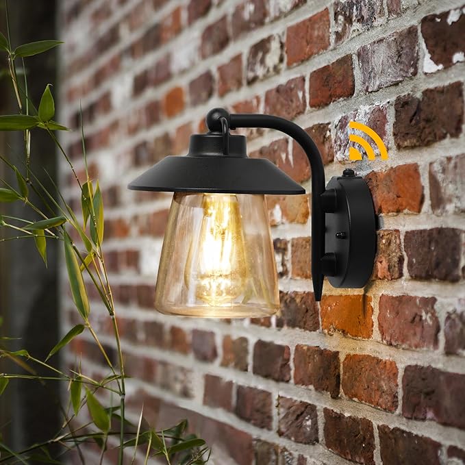 LUTEC Dusk to Dawn Outdoor Indoor Exterior Light Fixture, Farmhouse Barn Wall Sconce, Matte Black Finish Anti-Rust Wall Mount Light, Waterproof Wall lamp with Clear Glass for Porch, Exterior, Patio