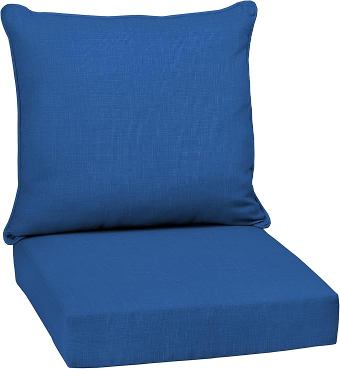 Arden Outdoor Deep Seat Cushion Set, 24x24, Cobalt Blue | Outdoor Sofa, Couch, Conversation Set, Weather-Proof, Rain-Proof, Fade Resistant for Chair, Mold and Mildew Resistant