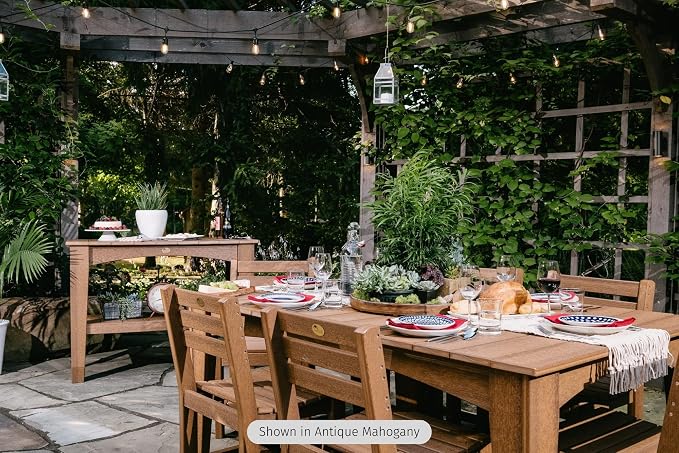 LuxCraft Poly Island Dining Table, 44" x 72" Rectangular Outdoor Patio Table, Made with Recycled Plastics, Made in USA (Chestnut Brown)