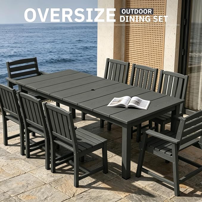 AreShark Patio Dining Chair Set of 2,All Weather HDPE Outdoor Dining Armchairs with Wide Seat and Backrest,Weatherproof Patio Chairs for Garden,Backyard,Deck,Gray