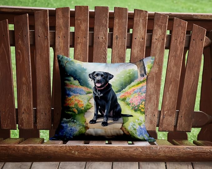 Caroline's Treasures Labrador Retriever Spring Path Throw Pillow Machine Washable, Indoor Outdoor Decorative Pillow for Couch, Bed or Patio, 14Hx14W
