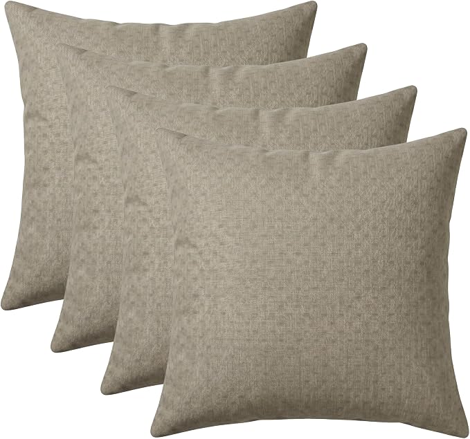RSH DECOR: Sunbrella Square Throw Pillows Set of 4 | 17" x 17" | Water and Fade-Resistant Performance Fabric | Outdoor Pillow Covers with Down-Alternative Inserts | Made in USA (Dots Nice Shale)