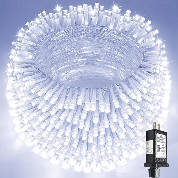 300 LED String Lights, 99FT Extra-Long Christmas Lights Outdoor Indoor | Cool White, 13 Modes, Timer, Clear Wire Waterproof Twinkle Fairy Lights Plug in for Bedroom Classroom Patio Xmas Tree Decor