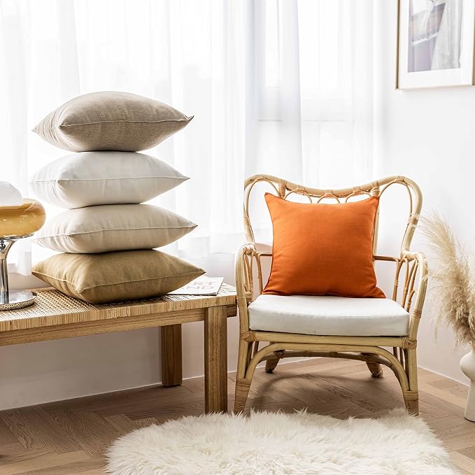 Home Brilliant Orange Pillow Covers 16x16 Outdoor Pillows Covers Couch Summer Throw Pillow Covers for Patio Porch, 40 cm, Set of 4, Burnt Orange