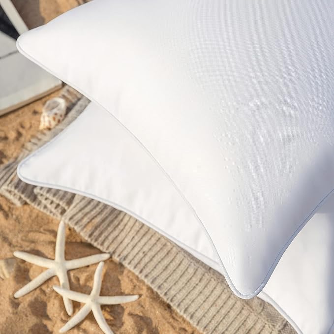 Phantoscope Pack of 2 Outdoor Waterproof Solid Throw Decorative Pillow Cover Decorative Square Outdoor Pillows Cushion Case Patio Pillows for Couch Tent (18''x18'', White)
