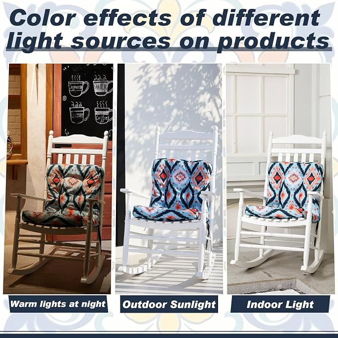 Hoteam 4 Set Outdoor Patio Chair Cushions 20 x 42 in Deep Seat Waterproof Patio Cushions Set for Furniture Replacement Removable Seat and Back (Ethnic Style)