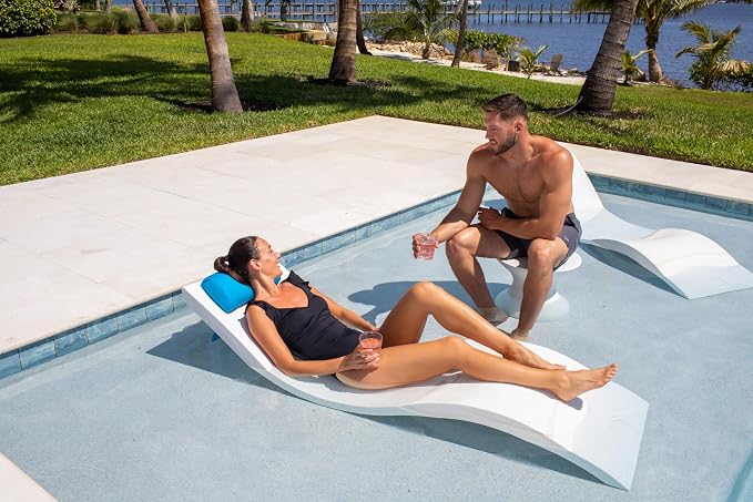 REZVANI Pool Lounge Chair Pillow. Lounger Headrest for in Pool Ledge. Adirondack Chair Head Pillow. for Beach Chair and Chaise Lounge. Spa Pillow for Outdoor Hot Tub (Sapphire Wave)