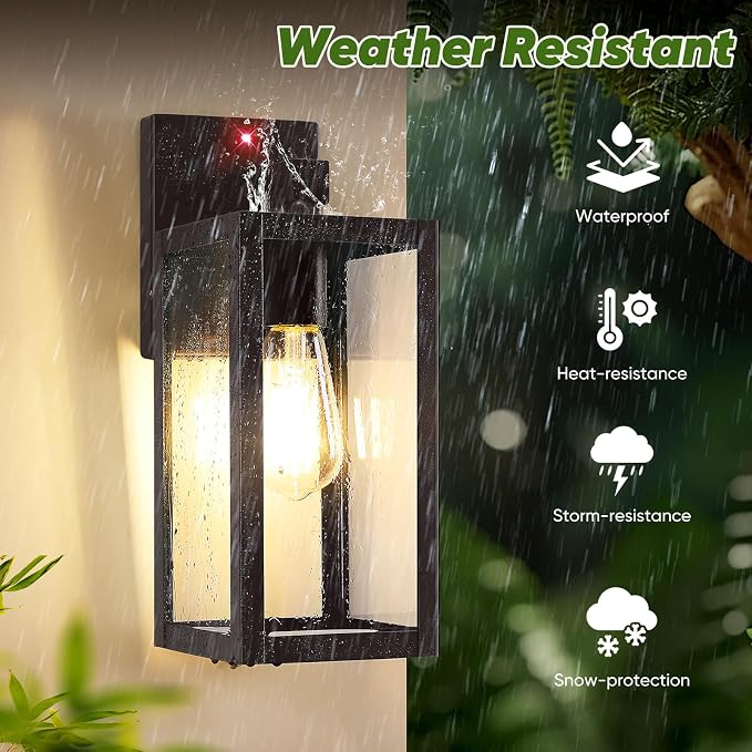 13" Upgraded Motion Sensor Outdoor Wall Light Fixture, Brown | Auto ON/OFF, 3 Lighting Modes, Waterproof, Rust-Resistant, Durable Metal & Clear Glass, Standard E26 Sockets, Easy to Install
