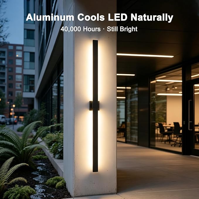 LamQee Aluminum 63 in Long Outdoor Wall Light Fixture, 3000K Integrated LED | Waterproof IP65, Modern Exterior Lights, Linear Outdoor Sconce, Wall Mount Outside Lighting, for House Porch Patio Garage