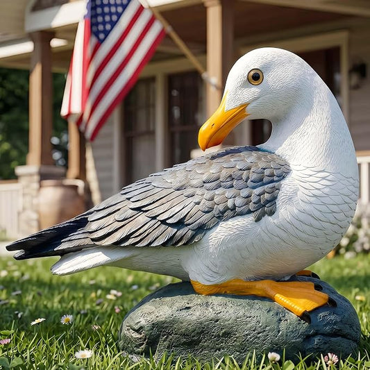Real Seagull Outdoor Statue,Garden Bird Sculpture,Beach Statue Decor,Resin Animal Seabird Ornaments,Coastal Beach Decor for Outdoor Table Decor for Garden,Terrace,Lawn,Yard