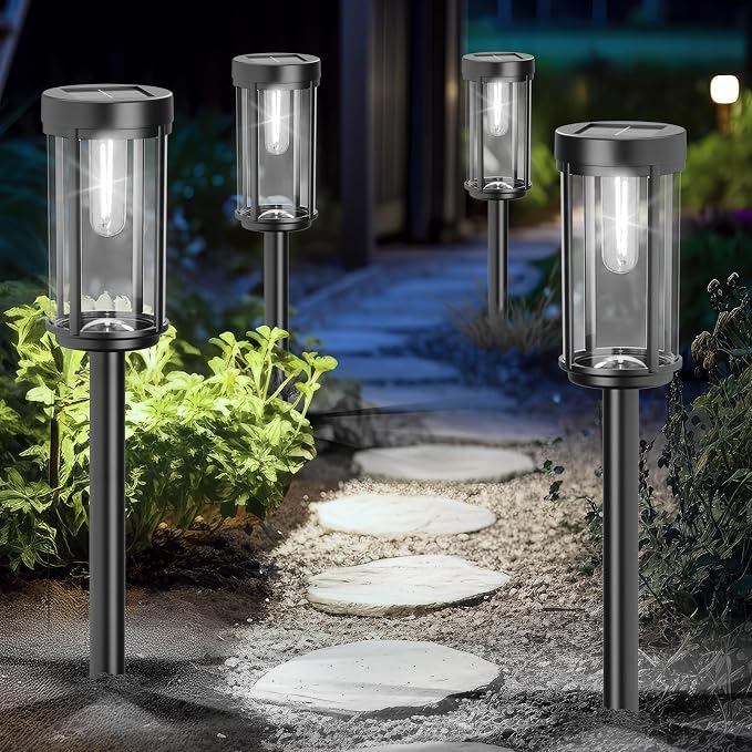 16 Pack Solar Lights Outdoor Waterproof for Garden Walkway Pathway Lawn Yard Decorative Modern Landscape Lighting. (Cool White Light, 16)
