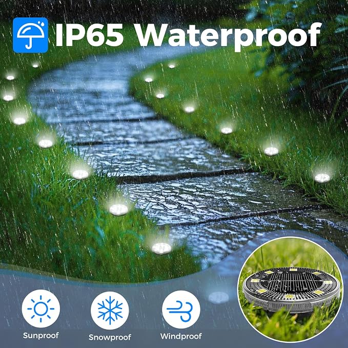 Mini Solar Ground Lights, 24 Pack Flat Solar Disc Lights Outdoor Waterproof, 2.3 Inch Small Solar Garden Lights Landscape Lighting for Outside Pathway Garden Yard Lawn Walkway,Cool White