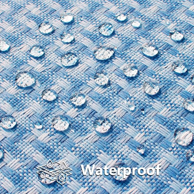 Kevin Textile Outdoor Waterproof 24"x24" Pillow Covers 2 Pack, Light Blue | Water Resistant Weaving Faux Linen Texture Throw Pillow Covers, Outside Decorative Pillowcases for Garden Patio Balcony Couch