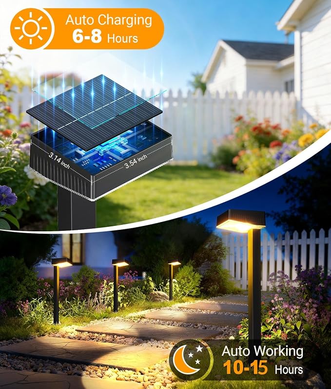 ELECLINK Solar Pathway Lights Outdoor, 4 Pack Garden Lights Solar Powered Path Lights with Larger LED Lens, 2 Light Modes Waterproof Outdoor Solar Light for Yard Driveway Walkway Landscape, Warm White