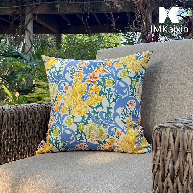 Outdoor Throw Pillows 18×18 Inch Waterproof Pillows with Inserts | Set of 2 Fade Resistant Decorative Square Pillows for Couch, Sofa and Patio Furniture