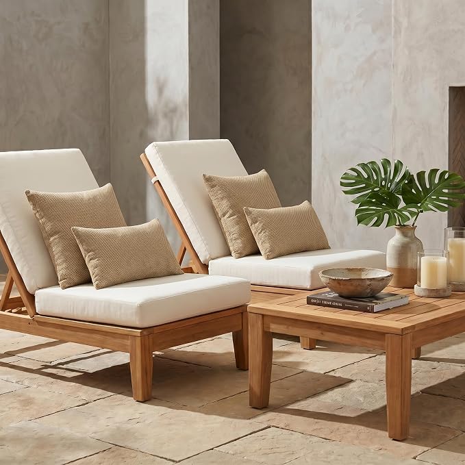 RSH DECOR: Lumbar & Square Pillows Set of 4 | 20" x 12" & 20" x 20" | Water and Fade-Resistant Performance Fabric | Outdoor Throw Pillows for Patio Furniture | Made in USA (Trixie Wicker)