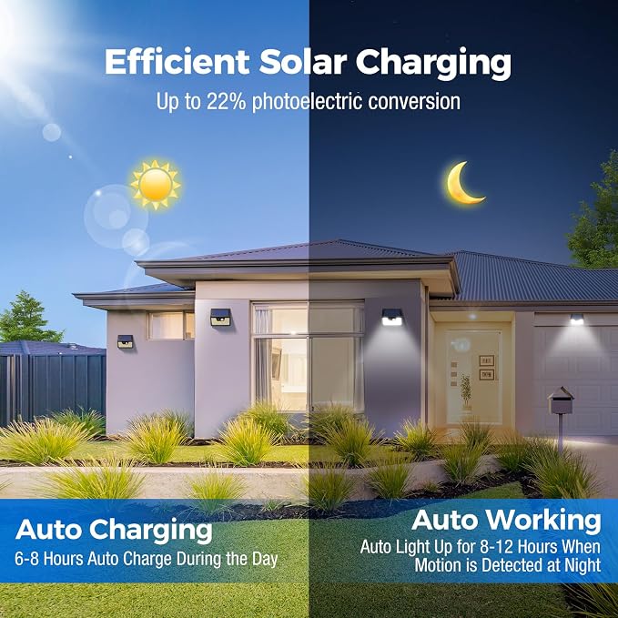 Solar Lights Outdoor Waterproof [12 Packs/140 LEDs], 3 Lighting Modes Solar Motion Sensor Light Outdoor, Ultra Bright Security Lights Outdoor Solar Lights for Outside Fence Yard Patio Deck