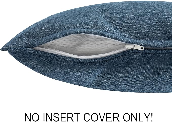 FUNHOME Waterproof Outdoor Lumbar Pillow Covers Set of 2,Home Decor for Garden Patio Furniture,Couch,Sofa 12"x20" Inch Decorative Pillows Cover Only,NO Insert(Denim Blue)