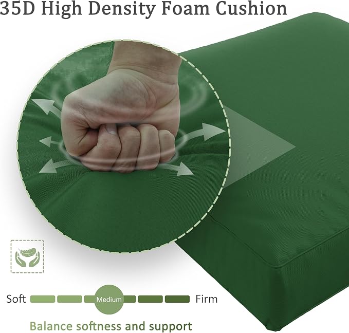 Outdoor Furniture Replacement Cushions, Waterproof Patio Furniture Cushions, 4" Deep Seat Outdoor Sectional Cushion for 3-Seat Outdoors Rattan Sofa Patio Sofa Cushion, Green