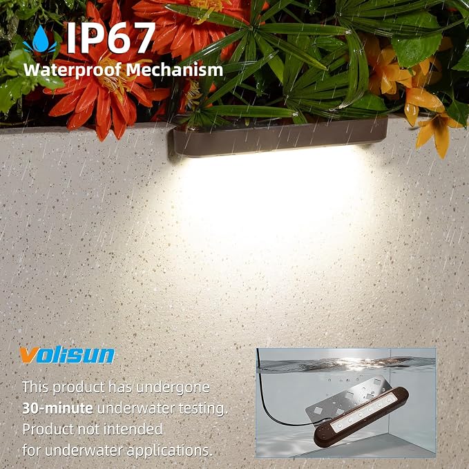 VOLISUN 7 Inch Retaining Wall Lights, 5000K Hardscape Lighting, 12 Pack | IP67 Waterproof, Cuttable Low Voltage Landscape Lighting, 12V Paver Lights, 2.8W Outdoor Step Lights
